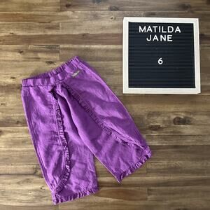 NEW Matilda Jane It's A Wonderful Parade Purple Linen Fancy Ruffle Pants 6